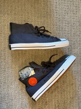 Converse Kids High Top Sneakers in Black with Orange Patch